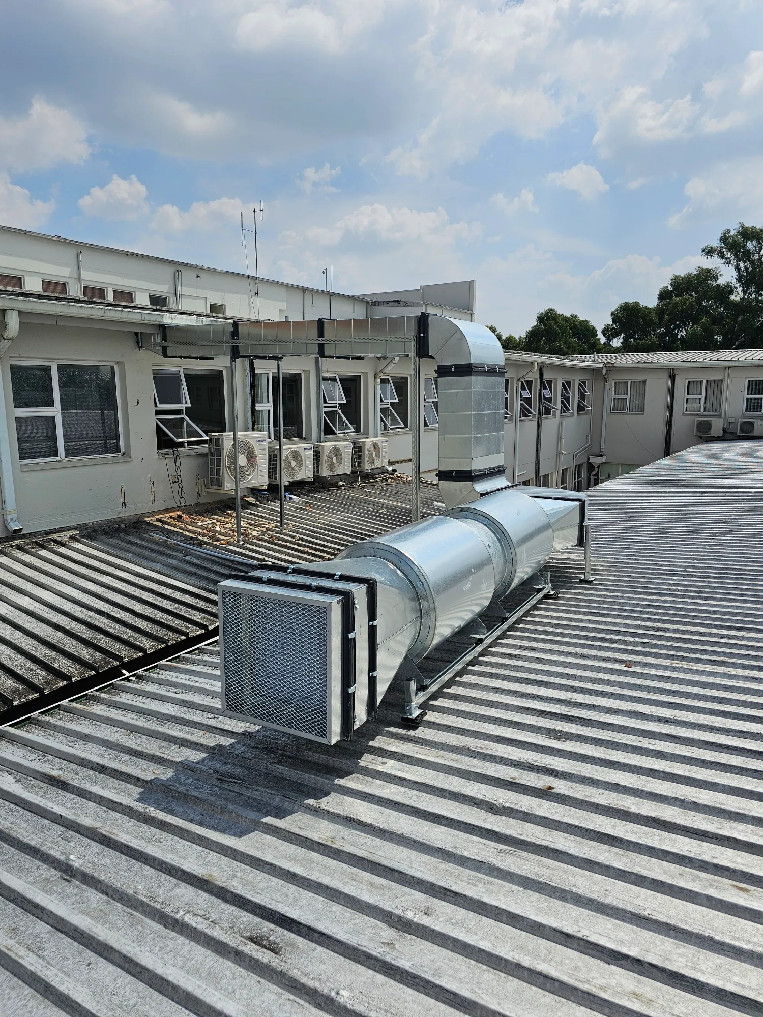 Commercial split system units installed on rooftop